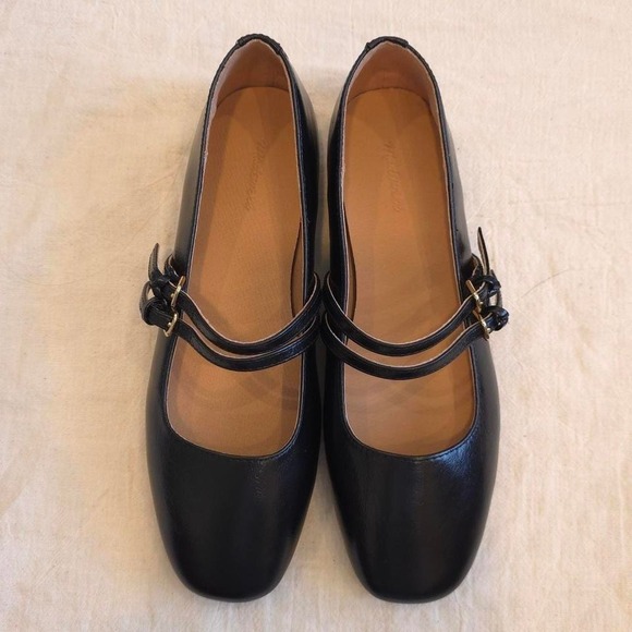 Madewell Shoes - Madewell The Greta Double-Strap Ballet Flat - Size 6.5/ True Black/ (NX543)